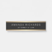 Golden gradiëntnaam en titel zwart deurbordje (Voorkant)