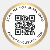 Golden gradiëntrand scant me QR-code en tekst Ronde Sticker (Voorkant)