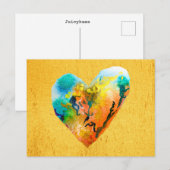 Golden graffiti hart waterverf kunst briefkaart (Voorkant / Achterkant)