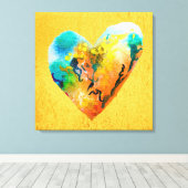 Golden graffiti hart waterverf kunst canvas afdruk (Insitu (Houten vloer))