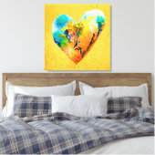 Golden graffiti hart waterverf kunst canvas afdruk (Insitu (Slaapkamer))