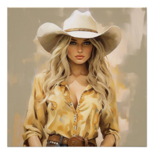 Golden Grains: Cowgirl Wall Art Perfect Poster