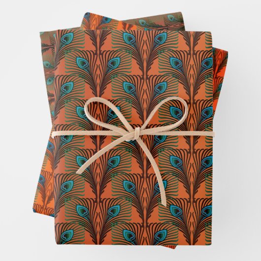 Golden Great Gatsby Feathers art deco design Inpakpapier Vel (In situ)