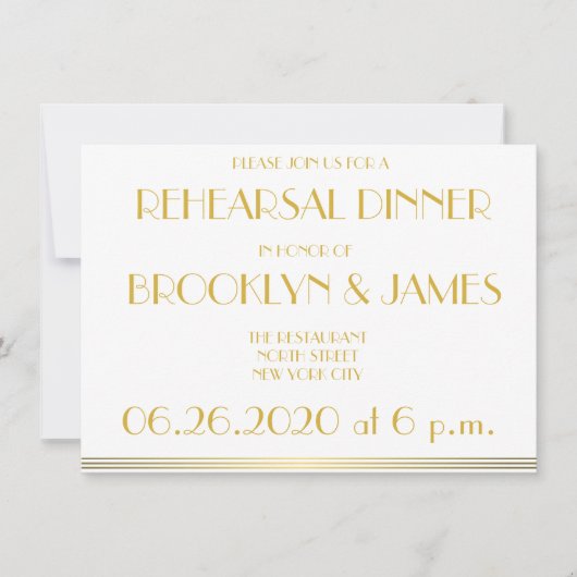 Golden Great Gatsby Invitations de répétition Mari (Devant)