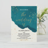 Golden Green Art Wedding Invitations (Debout devant)