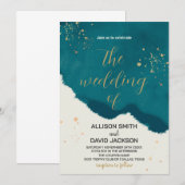 Golden Green Art Wedding Invitations (Devant / Derrière)