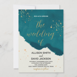 Golden Green Art Wedding Invitations