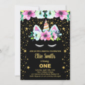 Golden Green Black Unicorn Invitations Anniversair (Devant)