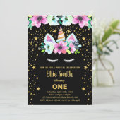 Golden Green Black Unicorn Invitations Anniversair (Debout devant)