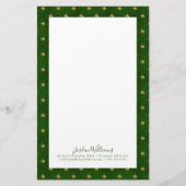 Golden Green Clover Pattern Briefpapier (Voorkant)