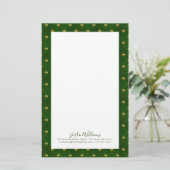 Golden Green Clover Pattern Briefpapier (Staand voorkant)