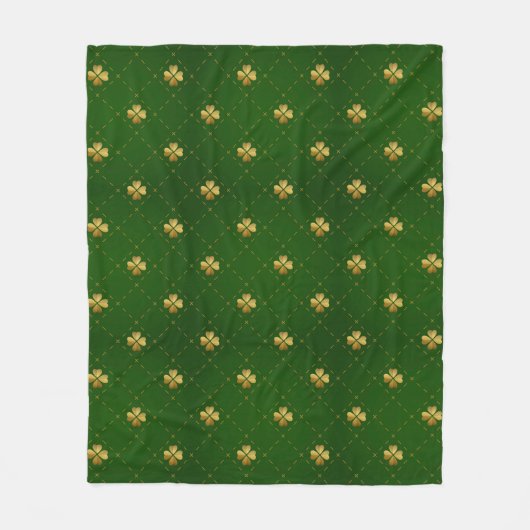 Golden Green Clover Pattern Fleece Deken (Voorkant)