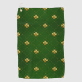 Golden Green Clover Pattern Golfhanddoek (Voorkant)