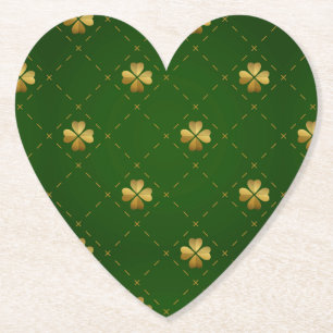 Golden Green Clover Pattern Kartonnen Onderzetters