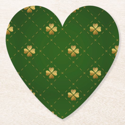 Golden Green Clover Pattern Kartonnen Onderzetters (Voorkant)