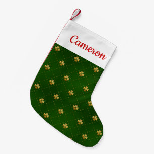 Golden Green Clover Pattern Kleine Kerstsok