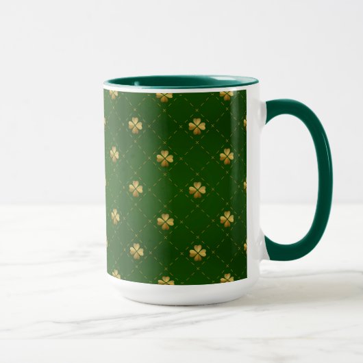 Golden Green Clover Pattern Mok (Rechts)