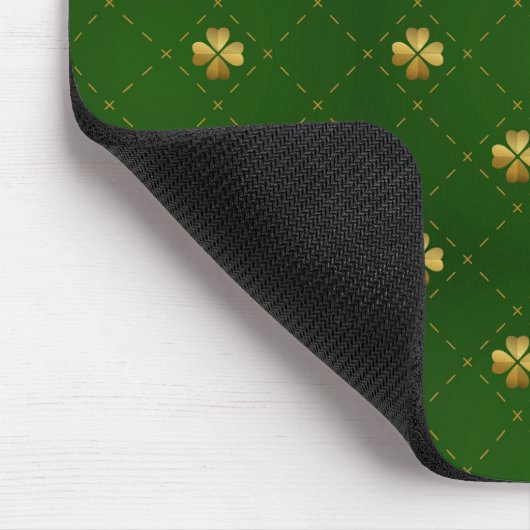 Golden Green Clover Pattern Muismat (Hoek)