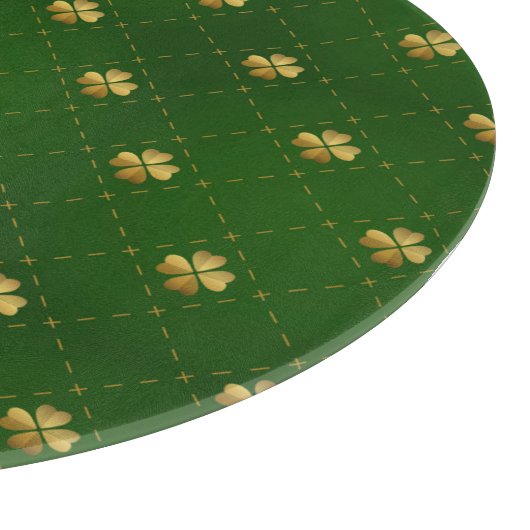Golden Green Clover Pattern Snijplank (Hoek)