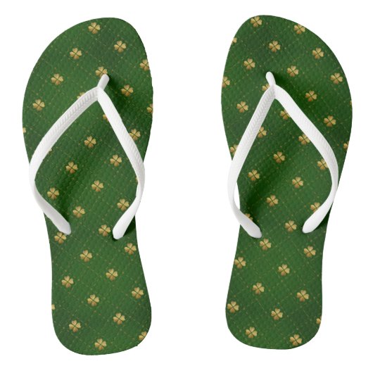 Golden Green Clover Pattern Teenslippers (Voetbed)