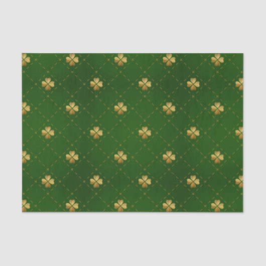Golden Green Clover Pattern Tissuepapier (Voorkant)