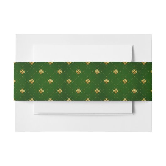 Golden Green Clover Pattern Uitnodigingen Wikkel (Voorkant Voorbeeld)
