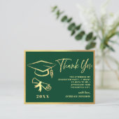 Golden Green Modern Graduation Party Dank u Briefkaart (Staand voorkant)