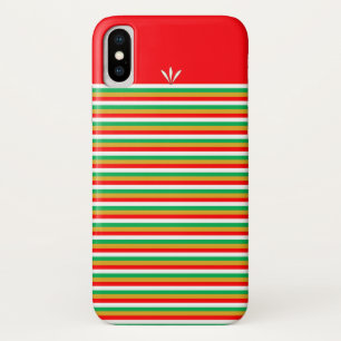 Golden Green Red White Striped iPhone X Hoesje