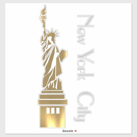 GOLDEN GRUNGE STATUT OF LIBERTY STICKER (Vel)