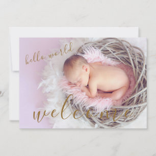 Golden Hallo Welcome Photo Baby Birth Announement Aankondiging