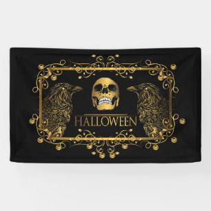 Golden Halloween Skull Ravens Spandoek
