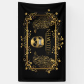 Golden Halloween Skull Ravens Spandoek (Verticaal)