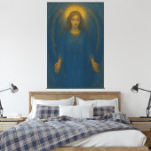 Golden Halo Blessing Angel – Sacred Blue Wing Guar Canvas Afdruk (Insitu (Slaapkamer))