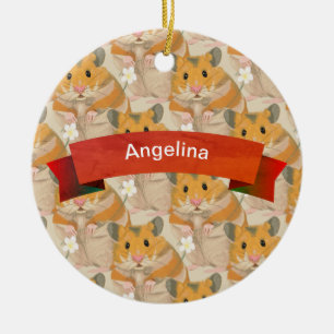 Golden Hamster Pattern gepersonaliseerd Keramisch Ornament