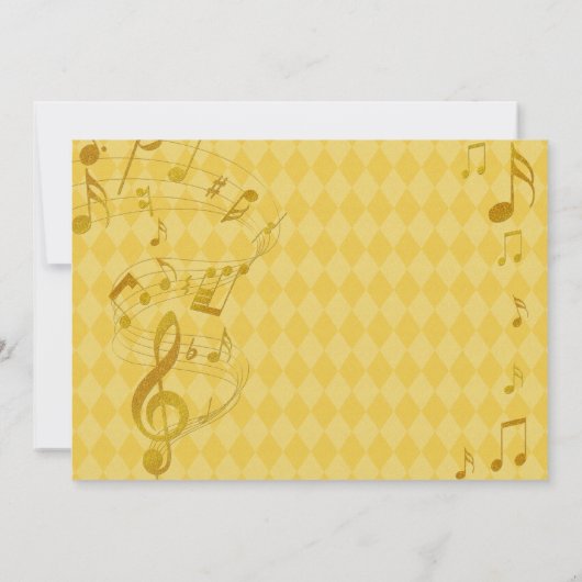Golden Harlequin Music Notes Faire-part de mariage (Dos)