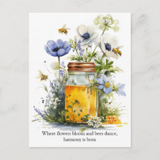 Golden Harmony Honey, Flowers, and Bees Briefkaart