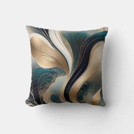 Golden Harmony - Teal and Gold Abstract  Kussen