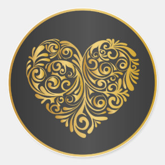 Golden hart design sticker