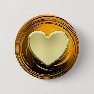 Golden hart op gouden vloeibare achtergrond ronde button 5,7 cm
