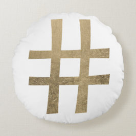 Golden Hashtag Rond Kussen
