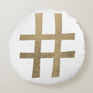 Golden Hashtag Rond Kussen