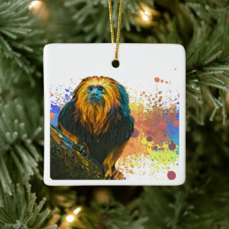 Golden Headed Lion Tamarin Keramisch Ornament
