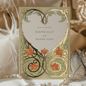 Golden Heart Art Nouveau Faire-part de mariage
