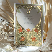 Golden Heart Art Nouveau Faire-part de mariage