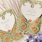 Golden Heart Art Nouveau Faire-part de mariage