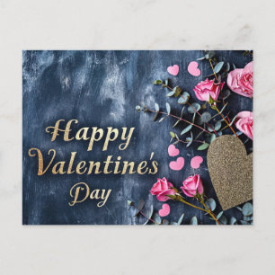 Golden Heart en rozen op duistere grond Valentijns Briefkaart