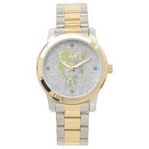Golden Heart en Sparkles Horloge