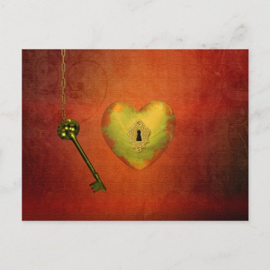 Golden Heart met Key Briefkaart (Voorkant)