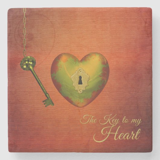 Golden Heart met Key Stenen Onderzetter (Voorkant)