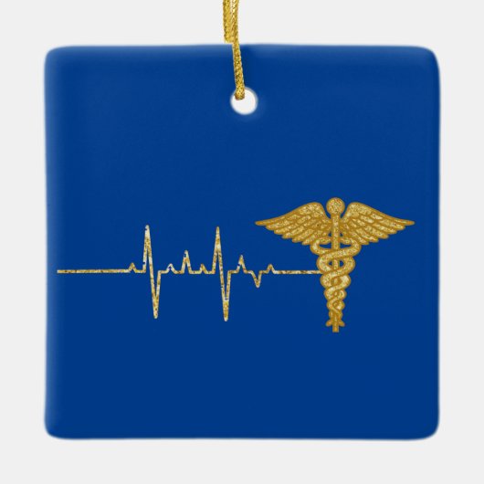 Golden Heart Rate en Caduceus Ornament (Voorkant)